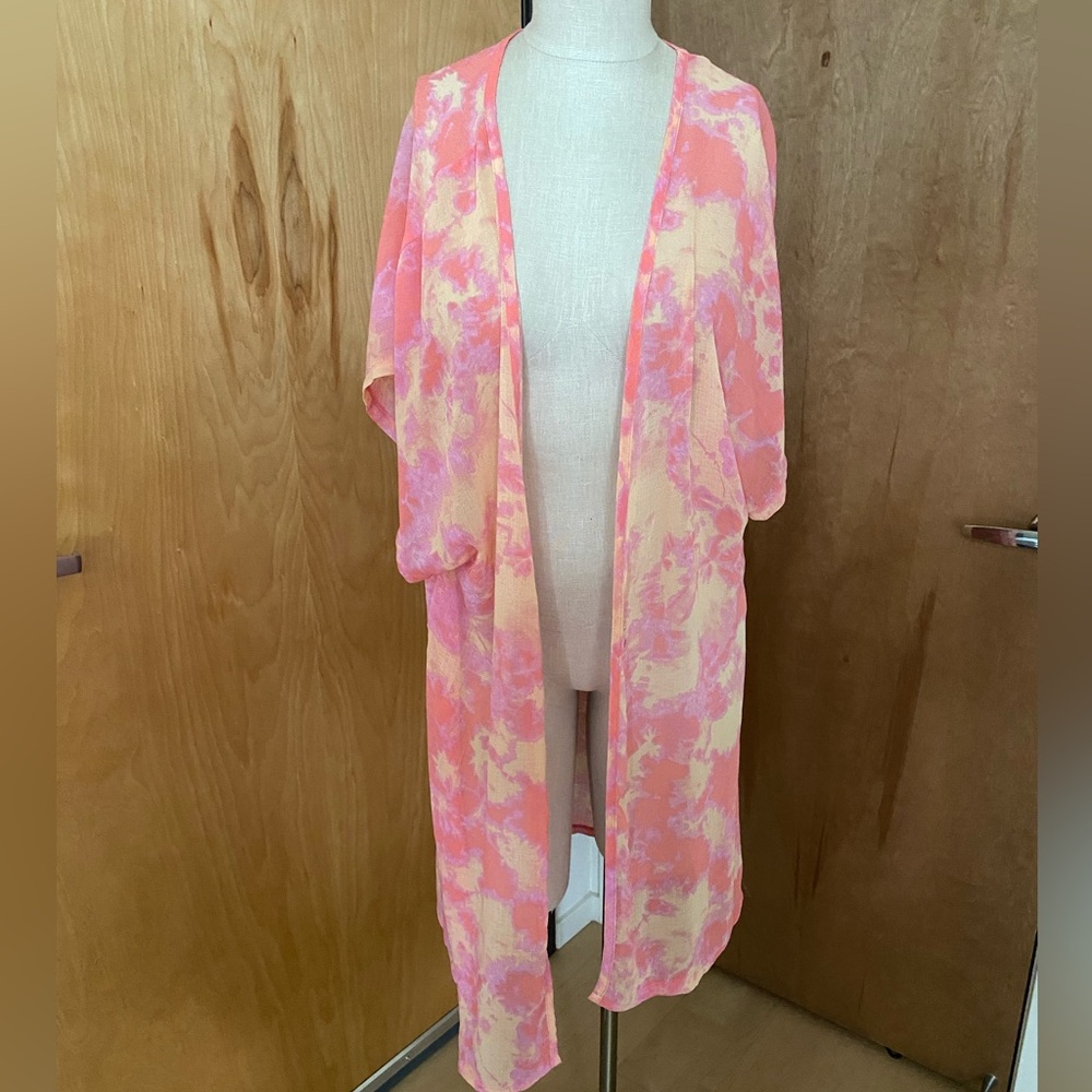 Pink and Orange Women's Kimono Top